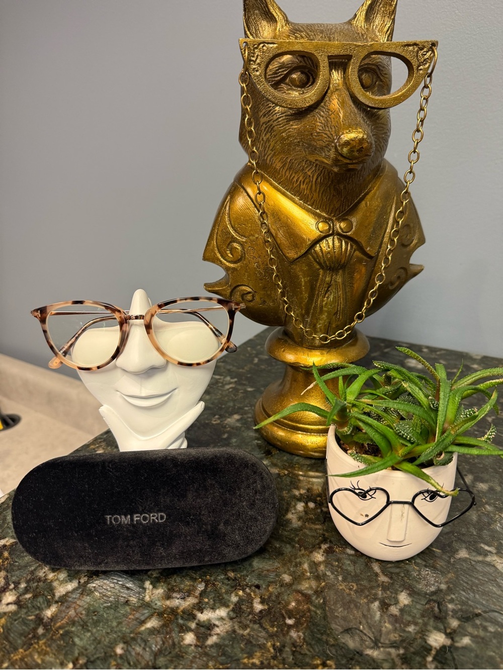 Tom Ford Tortoiseshell Eyeglasses with dark brown Velvet Case - Brown